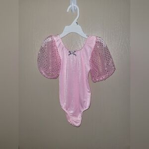 Stage Play Vintage 90s Girls Pink Bodysuit Puffy Sleeves Size 6/6X